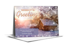 Christmas Sparkling Winter Cabin Cards  7.875